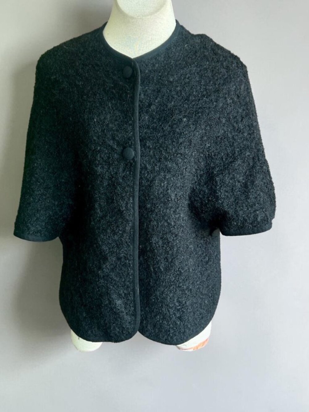 Glentex Vintage 50s Black Lined Poncho Cardigan Sweater